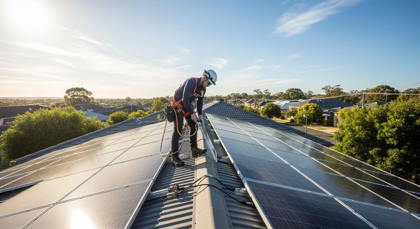 Solar panels on residential roof